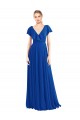 Comprare Blu Reale Linea A Scollatura a V Chiffona Lunga Abiti da damigella donore