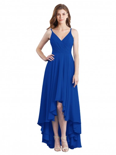 Comprare Blu Reale Linea A Sottili Chiffona Lunga Abiti da damigella donore