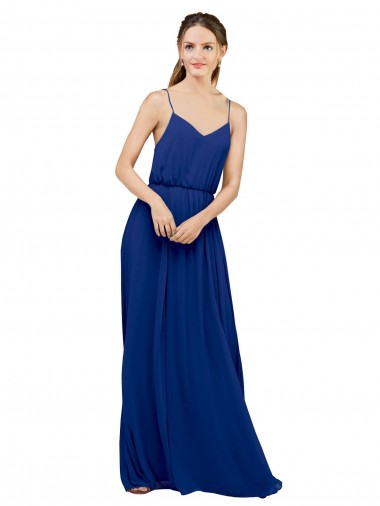 Comprare Blu Reale Linea A Sottili Innamorato Chiffona Lunga Abiti da damigella donore