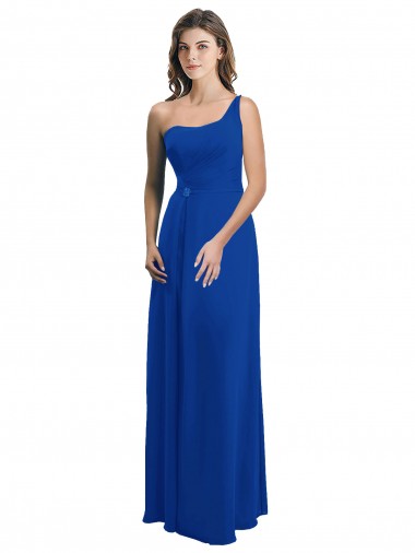 Comprare Blu Reale Linea A Una spalla Chiffona Lunga Abiti da damigella donore