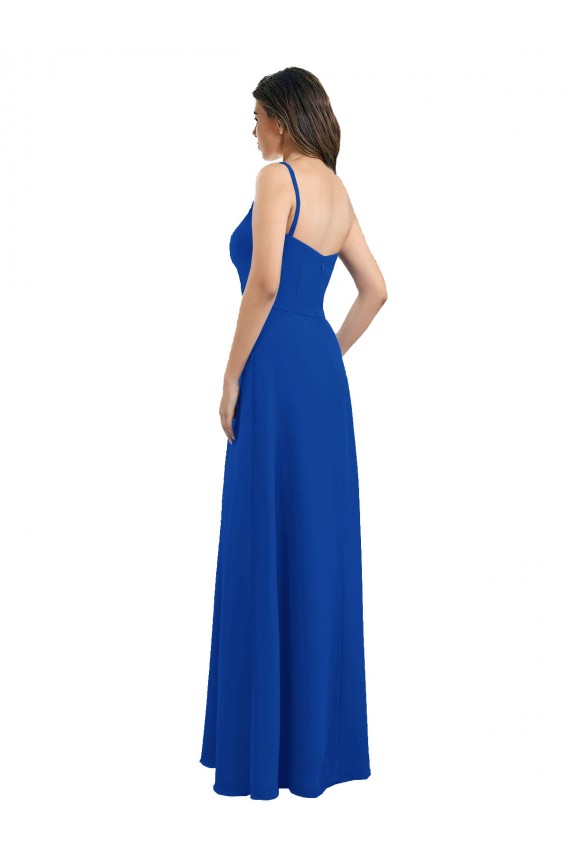 Comprare Blu Reale Linea A Una spalla Chiffona Lunga Abiti da damigella donore