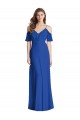 Comprare Blu Reale Tromba Sottili Scollatura a V Chiffona Lunga Abiti da damigella donore
