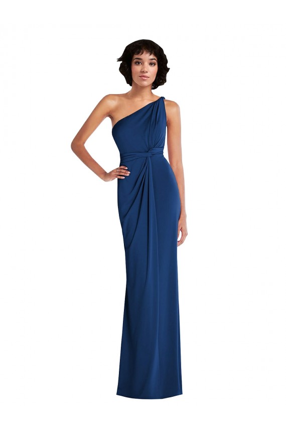 Comprare Blu Reale Tubino Una spalla Spandex Lunga Abiti da damigella donore / Abiti da ballo