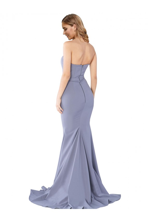 Comprare Blu fumo Stile sirena Innamorato Crespo Elastico Lunga Formali Abiti da damigella donore / Abiti da sera / Abiti da ballo