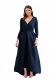 Comprare Blu marino scuro Abito da ballo Scollatura a V Spandex Lunga Asimmetrico Formali Abiti da damigella donore / Abiti da sera / Abiti da ballo