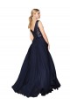 Comprare Blu marino scuro Linea A Alto Collo Chiffona Paillettes Lunga Abiti da damigella donore / Abiti da ballo