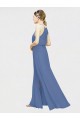 Comprare Blu marino scuro Linea A Capestro Chiffona Lunga Abiti da damigella donore