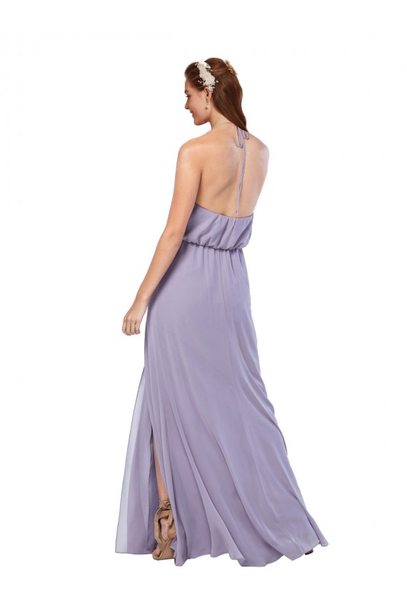 Comprare Blu marino scuro Linea A Capestro Chiffona Lunga Abiti da damigella donore