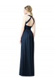 Comprare Blu marino scuro Linea A Capestro Scollatura a V Chiffona Lunga Abiti da damigella donore