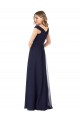 Comprare Blu marino scuro Linea A Chiffona Lunga Abiti da damigella donore