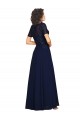 Comprare Blu marino scuro Linea A Girocollo Chiffona Lunga Abiti da damigella donore / Abiti da ballo