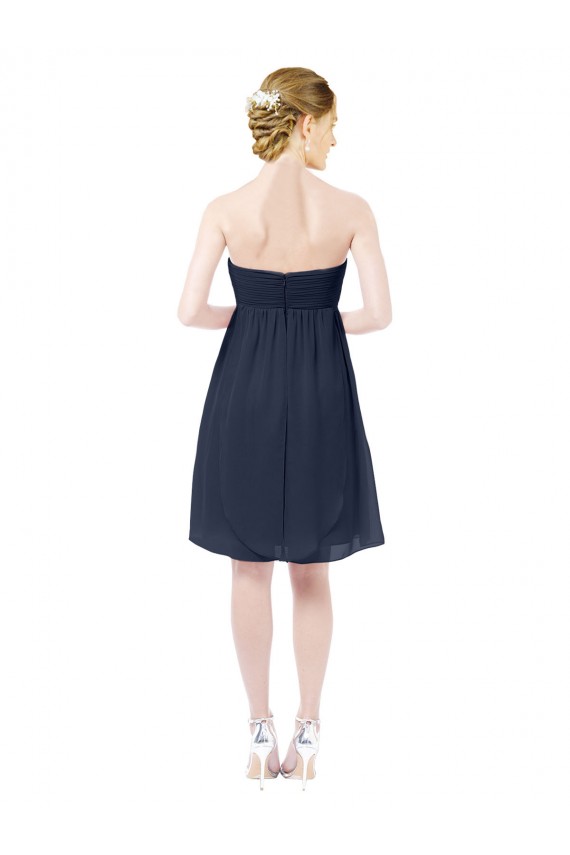 Comprare Blu marino scuro Linea A Innamorato Al ginocchio Chiffona Corto Abiti da damigella donore / Abiti da cocktail