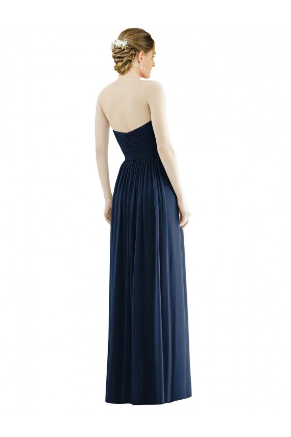 Comprare Blu marino scuro Linea A Innamorato Chiffona Lunga Formali Abiti da damigella donore / Abiti da sera