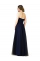 Comprare Blu marino scuro Linea A Innamorato Tulle Lunga Abiti da damigella donore