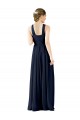 Comprare Blu marino scuro Linea A Scollatura a V Chiffona Lunga Abiti da damigella donore