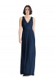 Comprare Blu marino scuro Linea A Scollatura a V Chiffona Lunga Abiti da damigella donore