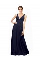 Comprare Blu marino scuro Linea A Scollatura a V Chiffona Lunga Abiti da damigella donore