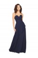 Comprare Blu marino scuro Linea A Scollatura a V Chiffona Lunga Abiti da damigella donore
