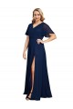 Comprare Blu marino scuro Linea A Scollatura a V Chiffona Lunga Formali Abiti da damigella donore / Abiti da sera / Abiti da ballo