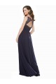Comprare Blu marino scuro Linea A Scollatura a V Chiffona Pizzo Lunga Abiti da damigella donore