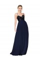 Comprare Blu marino scuro Linea A Sottili Chiffona Paillettes Lunga Abiti da damigella donore / Abiti da ballo