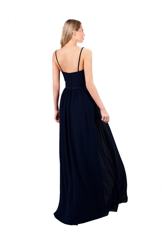 Comprare Blu marino scuro Linea A Sottili Innamorato Chiffona Lunga Formali Abiti da damigella donore / Abiti da sera