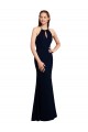 Comprare Blu marino scuro Stile sirena Capestro Chiffona Lunga Abiti da damigella donore