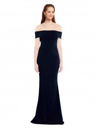 Comprare Blu marino scuro Stile sirena Crespo Elastico Lunga Formali Abiti da damigella donore / Abiti da sera / Abiti da ballo