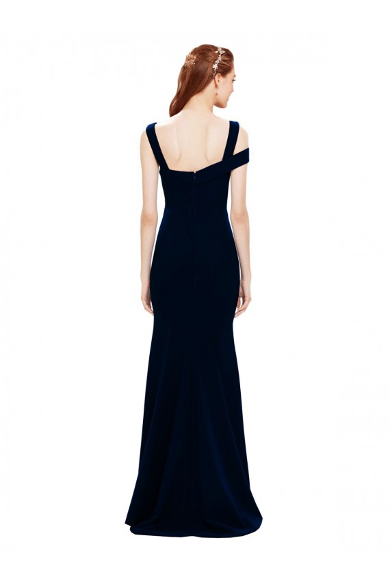 Comprare Blu marino scuro Stile sirena Crespo Elastico Lunga Formali Abiti da damigella donore / Abiti da sera / Abiti da ballo