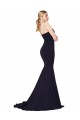 Comprare Blu marino scuro Stile sirena Innamorato Alto Collo Sweep treno Crespo Elastico Lunga Formali Abiti da damigella donore / Abiti da sera / Abiti da ballo