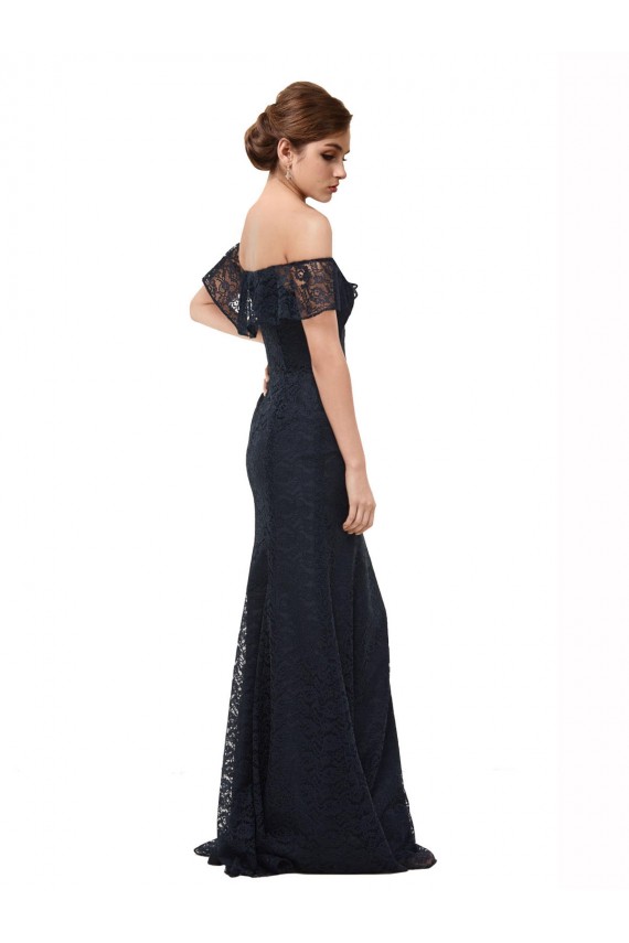 Comprare Blu marino scuro Stile sirena Pizzo Lunga Abiti da damigella donore / Abiti da ballo