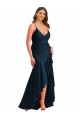 Comprare Blu marino scuro Stile sirena Sottili Raso Setoso Lunga Asimmetrico Formali Abiti da damigella donore / Abiti da sera / Abiti da ballo