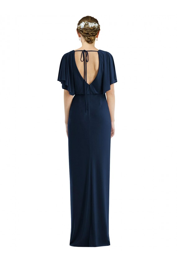 Comprare Blu marino scuro Tubino Barca Spandex Lunga Abiti da damigella donore / Abiti da ballo
