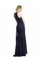 Comprare Blu marino scuro Tubino Scoop Alto Collo Crespo Elastico Lunga Abiti da damigella donore / Abiti da ballo