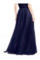 Comprare Blu navy 21 Linea A Capestro Alto Collo Tulle Lunga Abiti da damigella donore