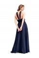 Comprare Blu navy 21 Linea A Capestro Tulle Lunga Abiti da damigella donore