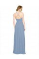 Comprare Blu polveroso Linea A Capestro Alto Collo Chiffona Lunga Abiti da damigella donore