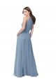 Comprare Blu polveroso Linea A Capestro Alto Collo Chiffona Lunga Abiti da damigella donore