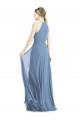 Comprare Blu polveroso Linea A Capestro Chiffona Lunga Abiti da damigella donore