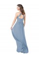 Comprare Blu polveroso Linea A Capestro Chiffona Lunga Abiti da damigella donore