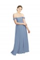 Comprare Blu polveroso Linea A Chiffona Lunga Abiti da damigella donore