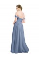 Comprare Blu polveroso Linea A Chiffona Lunga Abiti da damigella donore