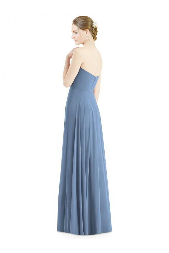 Comprare Blu polveroso Linea A Innamorato Chiffona Lunga Abiti da damigella donore