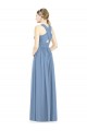 Comprare Blu polveroso Linea A Scollatura a V Chiffona Lunga Abiti da damigella donore