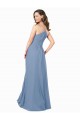 Comprare Blu polveroso Linea A Scollatura a V Chiffona Lunga Abiti da damigella donore