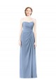 Comprare Blu polveroso Linea A Senza spalline Chiffona Lunga Abiti da damigella donore