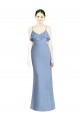 Comprare Blu polveroso Linea A Sottili Scollatura a V Chiffona Lunga Abiti da damigella donore