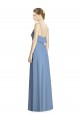 Comprare Blu polveroso Linea A Sottili Scollatura a V Chiffona Lunga Abiti da damigella donore
