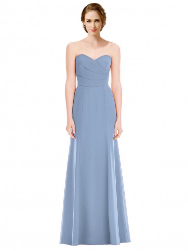 Comprare Blu polveroso Stile sirena Innamorato Chiffona Lunga Abiti da damigella donore