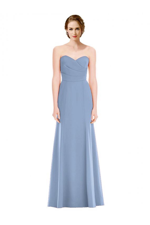 Comprare Blu polveroso Stile sirena Innamorato Chiffona Lunga Abiti da damigella donore